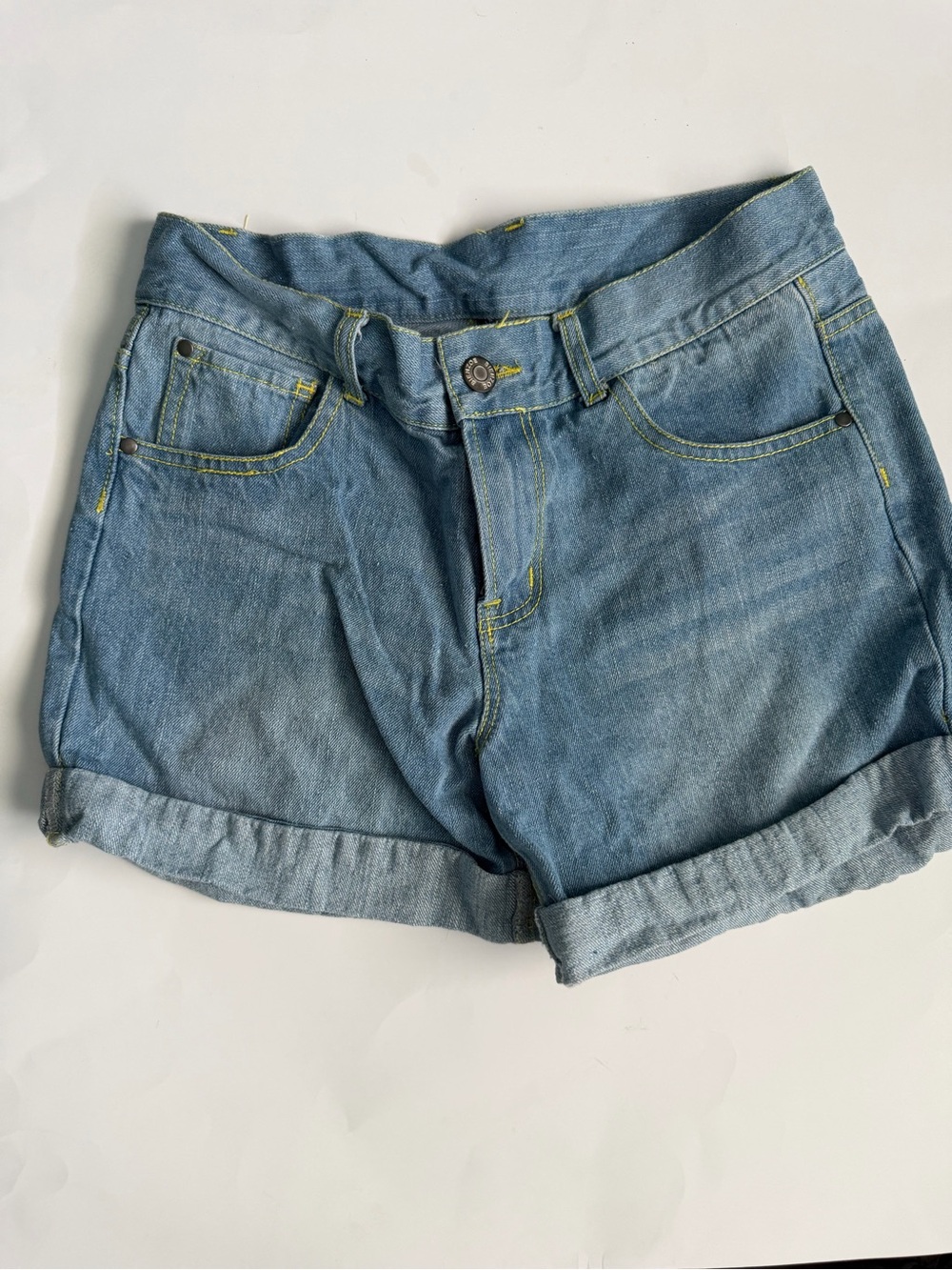 Girls Bienzoe Denim Shorts with Green Stitching Size 16